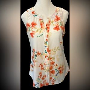 SANCTUARY NEW with TAGS Lily pond sleeveless top |cream & orange flower Size S